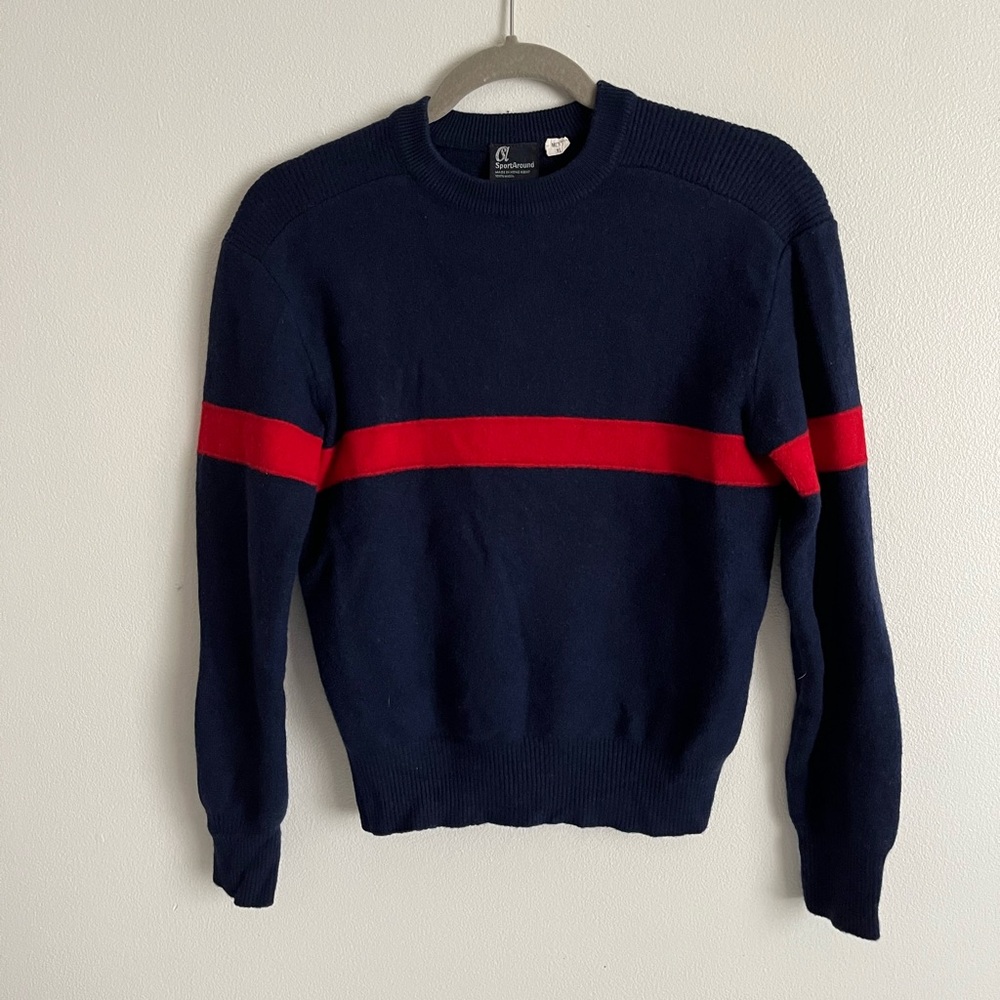 Navy and Red Wool Women’s Sweater